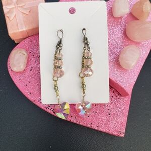 Elegant Pink Heart Drop Earrings